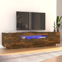 Prolenta Maison Exclusive - Meuble TV avec éclairage LED Chêne fumé 160x35x40 cm
