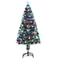 vidaXL Meuble Arbre de Noël avec éclairage et support 120 cm fibre de verre 2025