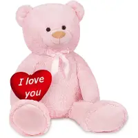 Ed Brubaker Ours en peluche XXL 100 cm avec cœur "I Love You" Jouet en peluche, rose