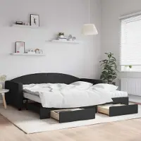 Prolenta Maison Exclusive - Canapé-lit convertible avec tiroirs, noir, 100 x 200 cm, tissu