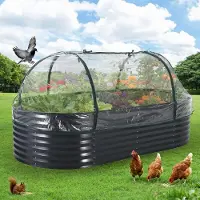 StarTech.com Jardinière surélevée ovale - Bac à plantes - Galvanisée - Avec couvercle et portes à fermeture éclair - Fond ouvert - Très grande taille - Blanche