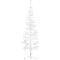 Prolenta Maison Exclusive - Sapin de Noël artificiel demi-arbre avec pied, design élancé, couleur blanche, 180 cm