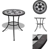 vidaXL Table de bistrot noir et blanc 60 cm Mosaïque - Tables de jardin