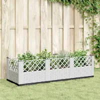 Prolenta Maison Exclusive - Jardinière avec piquets Blanc 123,5x43,5x43,5 cm PP