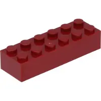 LEGO 2x6 brique 2456 - 250 pièces rouge foncé