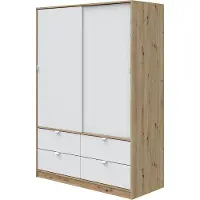 Dmora Ponna - Armoire 2 Portes, 140x200h cm Brun Chêne Noeuds, Porte-manteaux