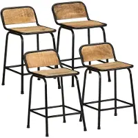 Syfax Tabourets de bar lot de 4 bois massif manguier brut
