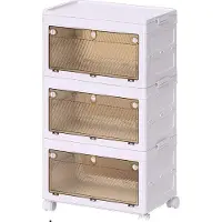 OEM Armoire de rangement, design pliable, mobilité facile, bacs de rangement à 3 niveaux