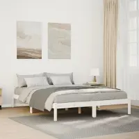 Prolenta Maison Exclusive - Lit en bois massif extra long sans matelas Blanc 140x220 Bois de pin
