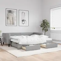 Prolenta Maison Exclusive - Canapé-lit convertible avec tiroirs, gris clair, 90 x 190 cm, tissu