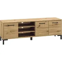 Furnlux Classic FURNLUX Support TV Nevio Chêne Et Noir 155cm / Couleur principale : Beige / Dimensions : 155 x 52 x 40 cm