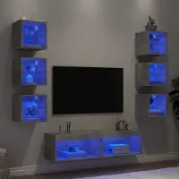 Prolenta Maison Exclusive - Unités murales TV avec LED 8 pcs gris béton bois d'ingénierie
