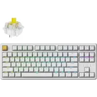 Keychron J4 QMK Clavier mécanique sans fil Gaming 80% TKL QWERTY US, RGB LED Hot-Swappable, Tactile Switch Banana, Blanc
