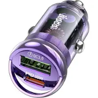 Hoco Chargeur voiture type C PD30W + USB QC3.0 Z53A Chargeur rapide Violet