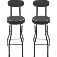 StarTech.com Lot de 2 tabourets de bar - Tabourets pliants - Assise et dossier rembourrés - Hauteur d'assise 65 cm - Usage intérieur/extérieur - Structure en acier - Noir