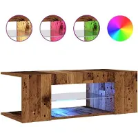 Syfax Meuble TV avec lumières LED vieux bois bois d'ingénierie