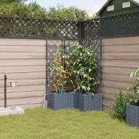 Prolenta Maison Exclusive - Lot de 3 jardinières d'extérieur, gris clair, 80 x 80 x 142 cm, PP