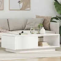 Prolenta Table basse exclusive - Blanche - 95 x 55 x 31 cm - Fabriquée en bois composite