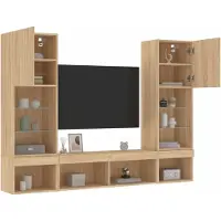 Prolenta Maison Exclusive - Unités murales TV avec LED 5 pcs chêne sonoma bois d'ingénierie