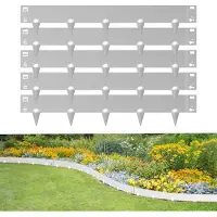 Jayseuw Bordure de pelouse Défense contre les limaces Galvanisé Clôture à fleurs Bordure de séparation Bordure de jardin Acier 100x18cm 100m Argent