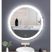 Costway Miroir avec éclairage, miroir de salle de bain rond, miroir de salle de bain avec interrupteur tactile, système de mémoire et fonction anti-buée, miroir mural