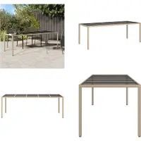 vidaXL Table de jardin Beige 250x100x75 cm verre dur et poly rotin - Table de jardin - Tables de jardin - Table d'extérieur - Table de terrasse