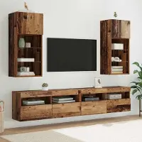 Prolenta Meubles exclusifs - Deux meubles TV muraux en bois de récupération et en panneaux de particules