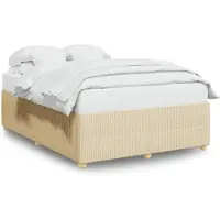 Syfax Cadre de lit sans matelas crème 140x200 cm tissu