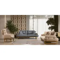 AEA Stilvolle Grau-Beige Wohnzimmer Sofagarnitur Designer 3+3+1 Sitzer 3tlg