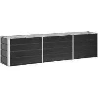 Syfax Jardinière surélevée de jardin, pour fleurs et plantes, en acier galvanisé robuste, 240x40x45 cm, anthracite, fond ouvert