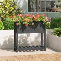 Prolenta Maison Exclusive - Bac à plantes avec tablette Gris 82,5x34,5x81 cm Bois massif Pin