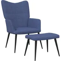 Syfax Chaise de relaxation avec tabouret Bleu Tissu