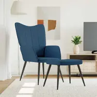 Prolenta Maison Exclusive - Fauteuil de détente avec repose-pieds, tissu bleu