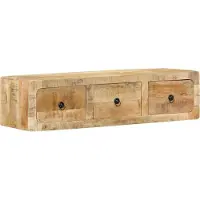 Syfax Meuble TV mural 100x32x25 cm bois massif manguier brut