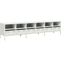Syfax Meuble TV blanc 202x39x43,5 cm acier laminé à froid