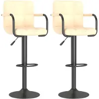 Syfax Tabourets de bar lot de 2 crème velours