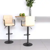 Prolenta Maison Exclusive - Lot de 2 tabourets de bar en velours crème