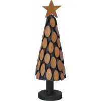 Syfax Sapin de Noël avec support Marron 61 cm Bois de teck solide