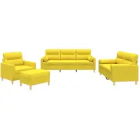 vidaXL Ensemble de canapés 4 pièces avec coussins Tissu jaune clair