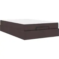 Syfax Cadre de lit avec matelas, 2 pièces, tissu marron clair