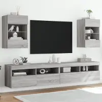 Prolenta Maison Exclusive - Armoires murales avec éclairage LED pour TV, 2 pièces, gris Sonoma
