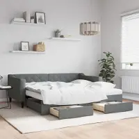 Prolenta Maison Exclusive - Canapé-lit convertible avec tiroirs, gris foncé, 90 x 190 cm, tissu