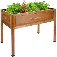 QLS Bac surélevé en bois 110x55 cm-Balcon Bac à herbes résistant aux intempéries avec non-tissé brun 11276