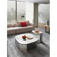 AEA Table basse cuir pierre canapé d'appoint luxe tables gris salon xxl nouveau