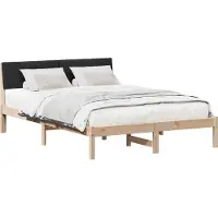 Syfax Cadre de lit Marron et noir 135 x 190 cm Bois massif en pin