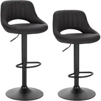 Merkloos Tabourets de bar - Lot de 2 - Tabourets de bar - Tabourets de bar de luxe - Tabourets avec dossier - Tabourets de bar - Tabourets hauts - Noir