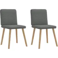Syfax Chaises à manger lot de 2 gris foncé tissu