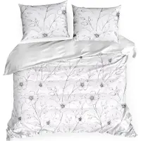 Eurofirany | Parure de lit - Garniture de lit - en coton - 220 x 200 cm - Linge de lit - blanc noir - à fleurs