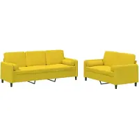 Syfax Ensemble de canapés 2 pcs avec coussins jaune velours