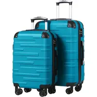 Sonstiges COOLIFE Valises rigides à roulettes ABS serrure TSA 4 roulettes vert turquoise 2pcs(Set S
